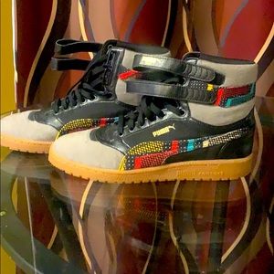 Puma Sky II Hi BHM Ram Round Toe Canvas Sneakers